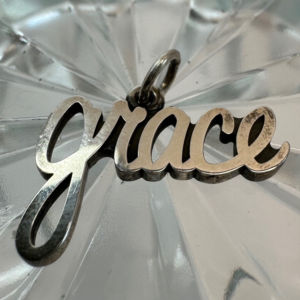 James Avery Womens Grace Script Pendant OS Sterling Silver 925 Name Charm